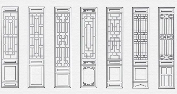 本号镇常用中式仿古花窗图案隔断设计图